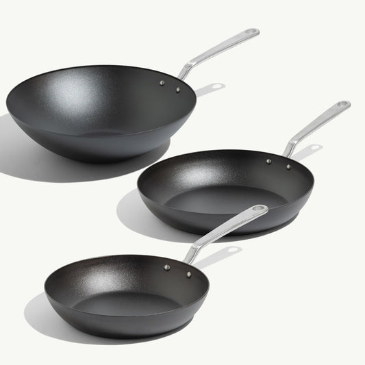 Seasoned Carbon Steel Frying Pan Set